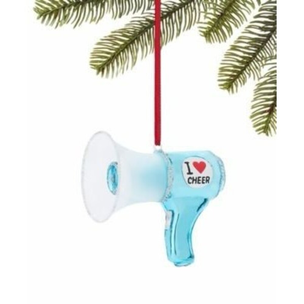Macy’s Holiday Lane Christmas cheerleading I love cheer megaphone ornament